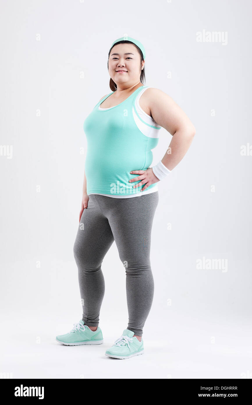 Fat girl in gym outfit immagini e fotografie stock ad alta
