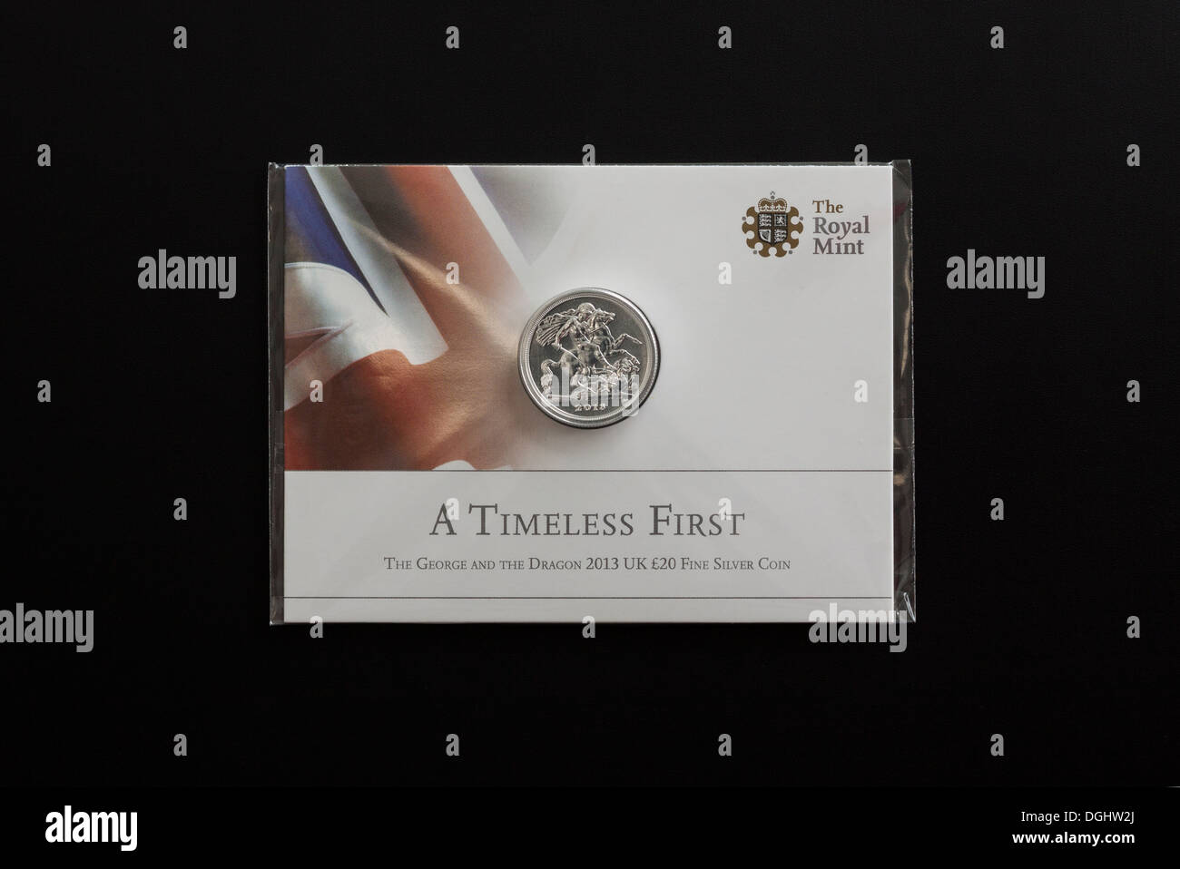 Royal Mint £20 Moneta d'argento. Foto Stock