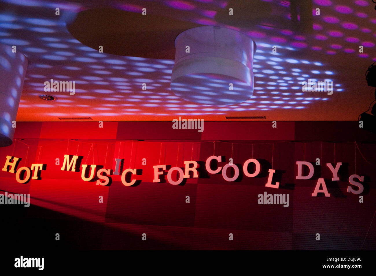 Logo e il motto, calda musica per giorni freschi, presso il festival di inverno in Wolhusen, Lucerna, Svizzera Foto Stock