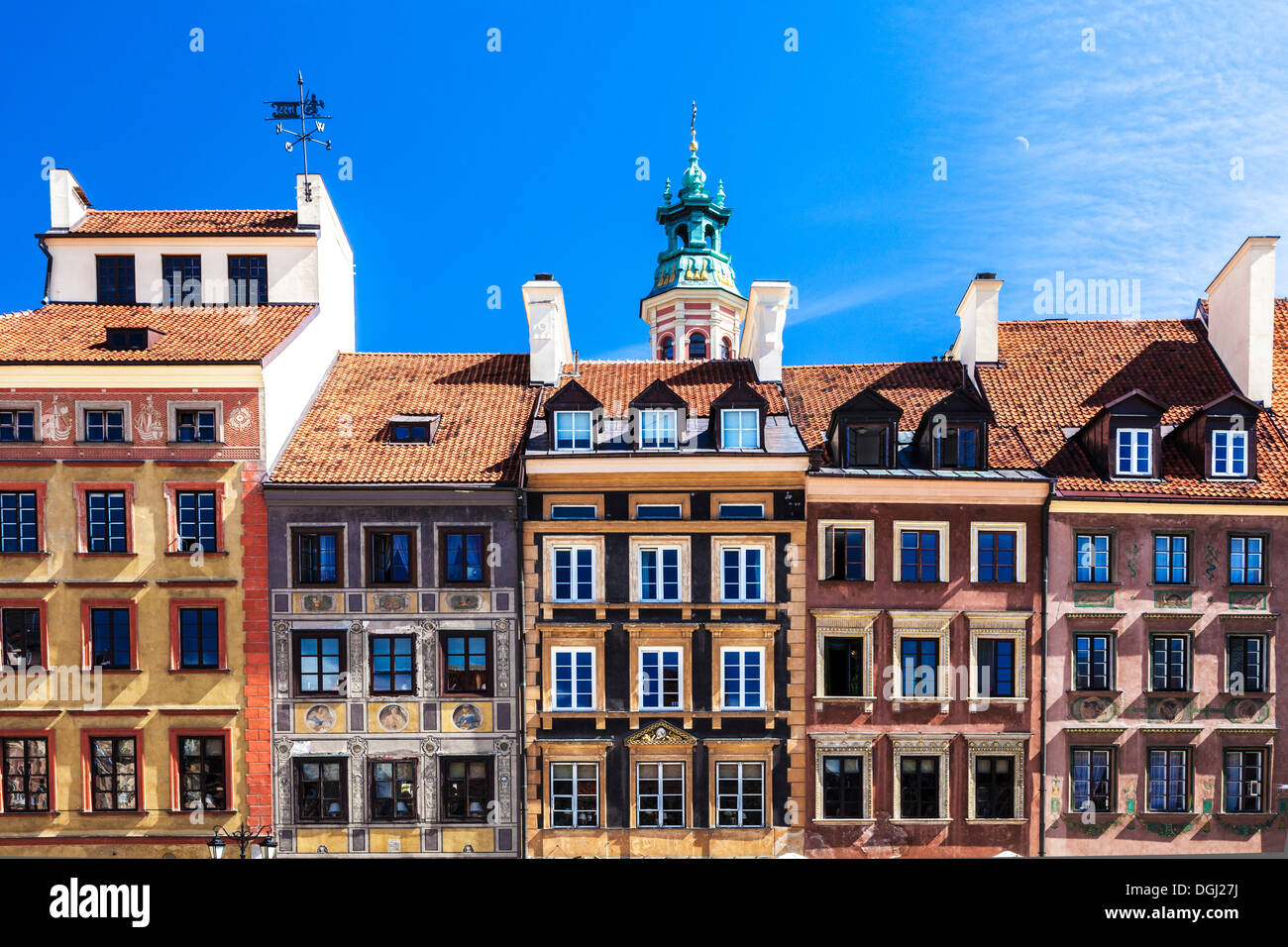 Medievale restaurata e Patrizia case mercantili intorno a Stary Rynek di Varsavia. Foto Stock
