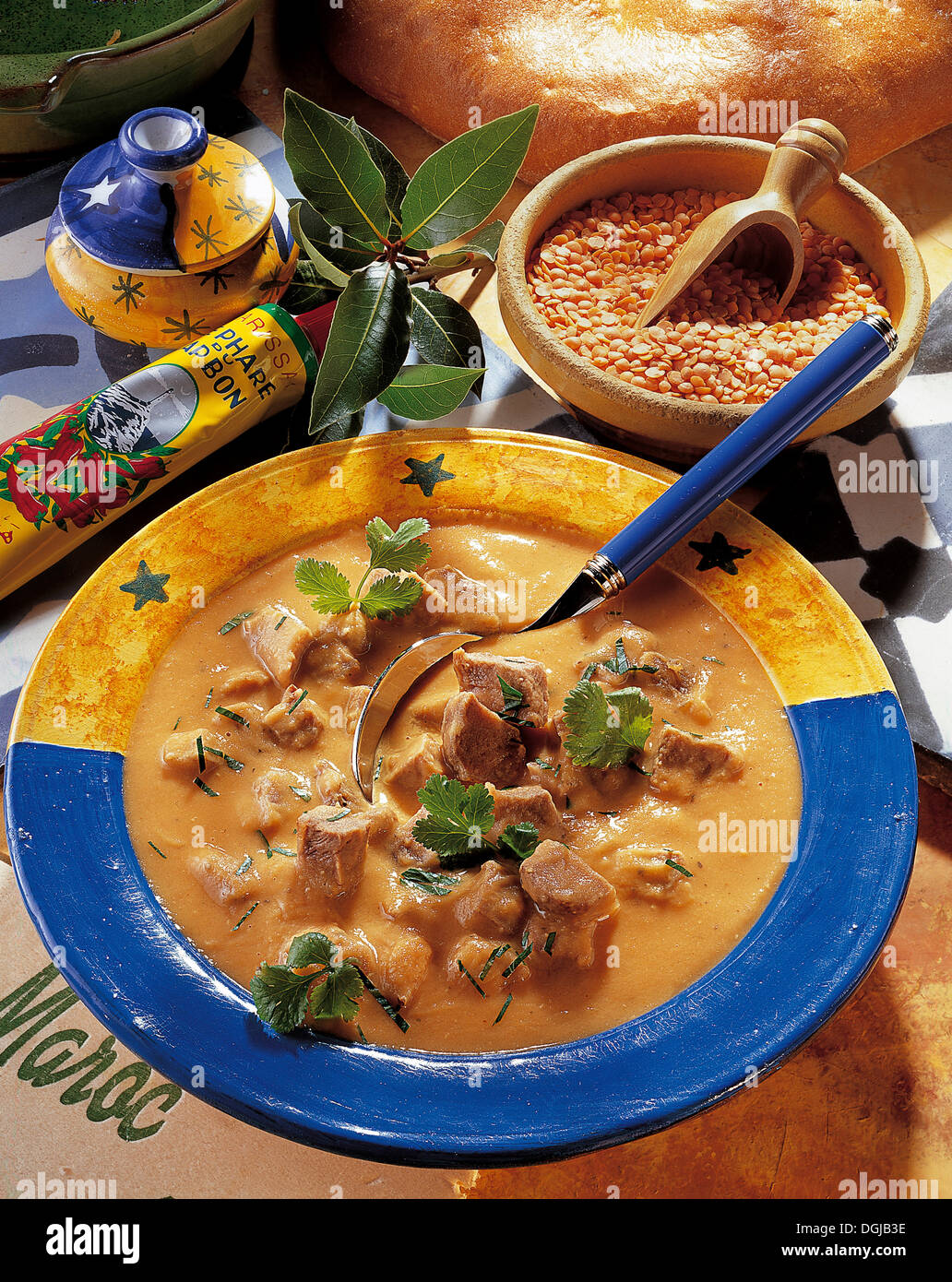 Zuppa di lenticchie marocchina, Marocco. Foto Stock