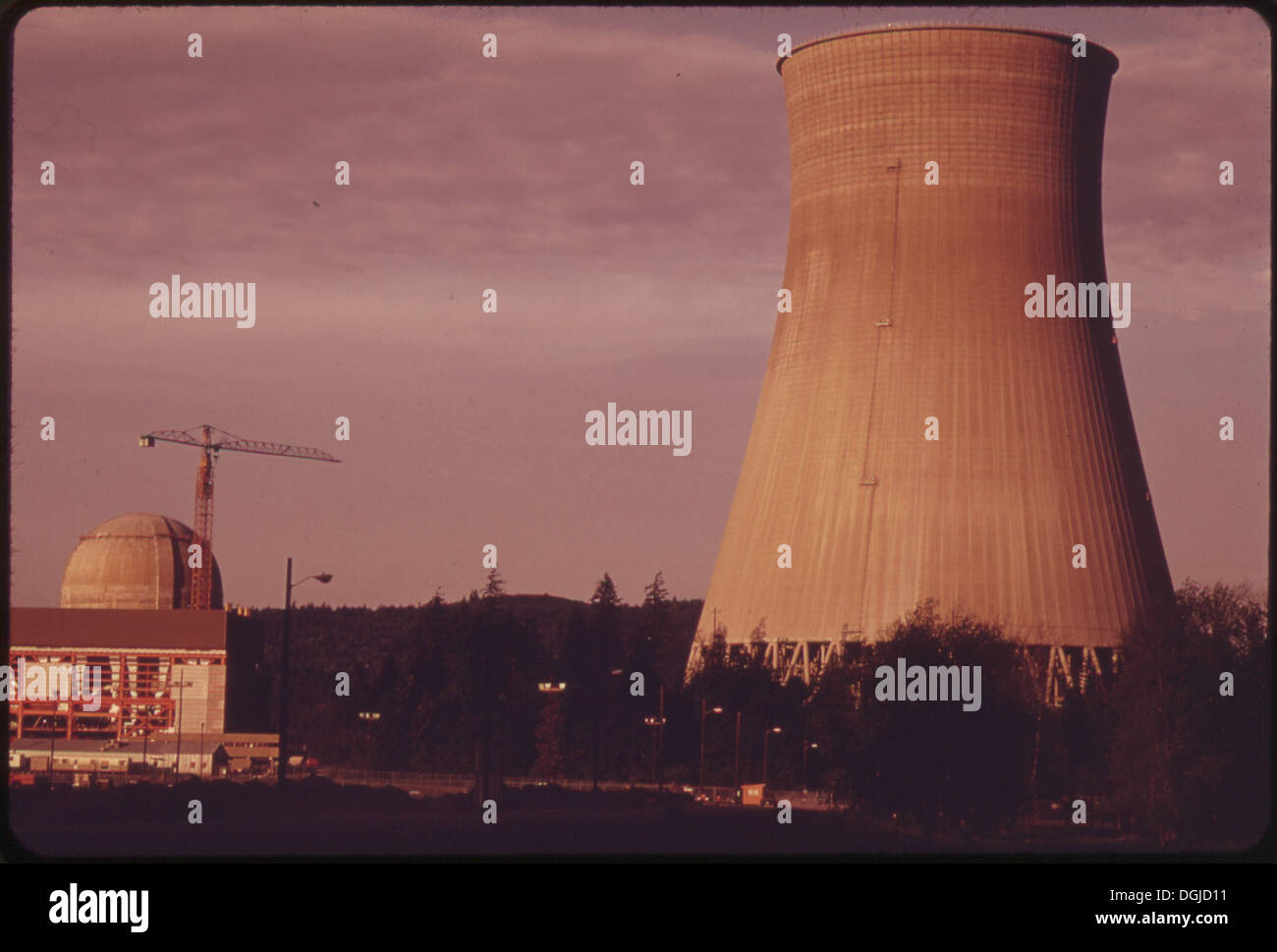 La centrale nucleare di Trojan, situata sul fiume Columbia a Ranier, fu costruita dalla Portland General Electric Company sotto la Atomic Energy Commission. Era una struttura importante nell'industria nucleare degli Stati Uniti. Foto Stock