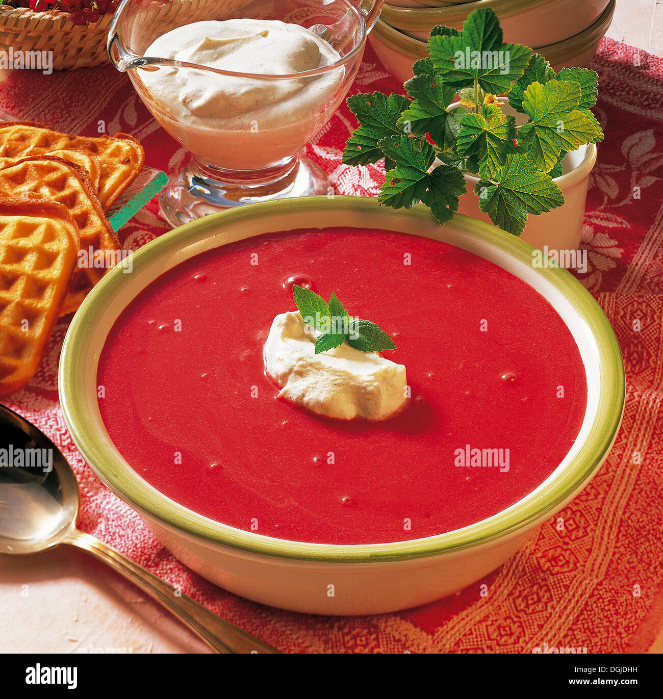 Zuppa fredda di lamponi baltici, Estonia. Foto Stock