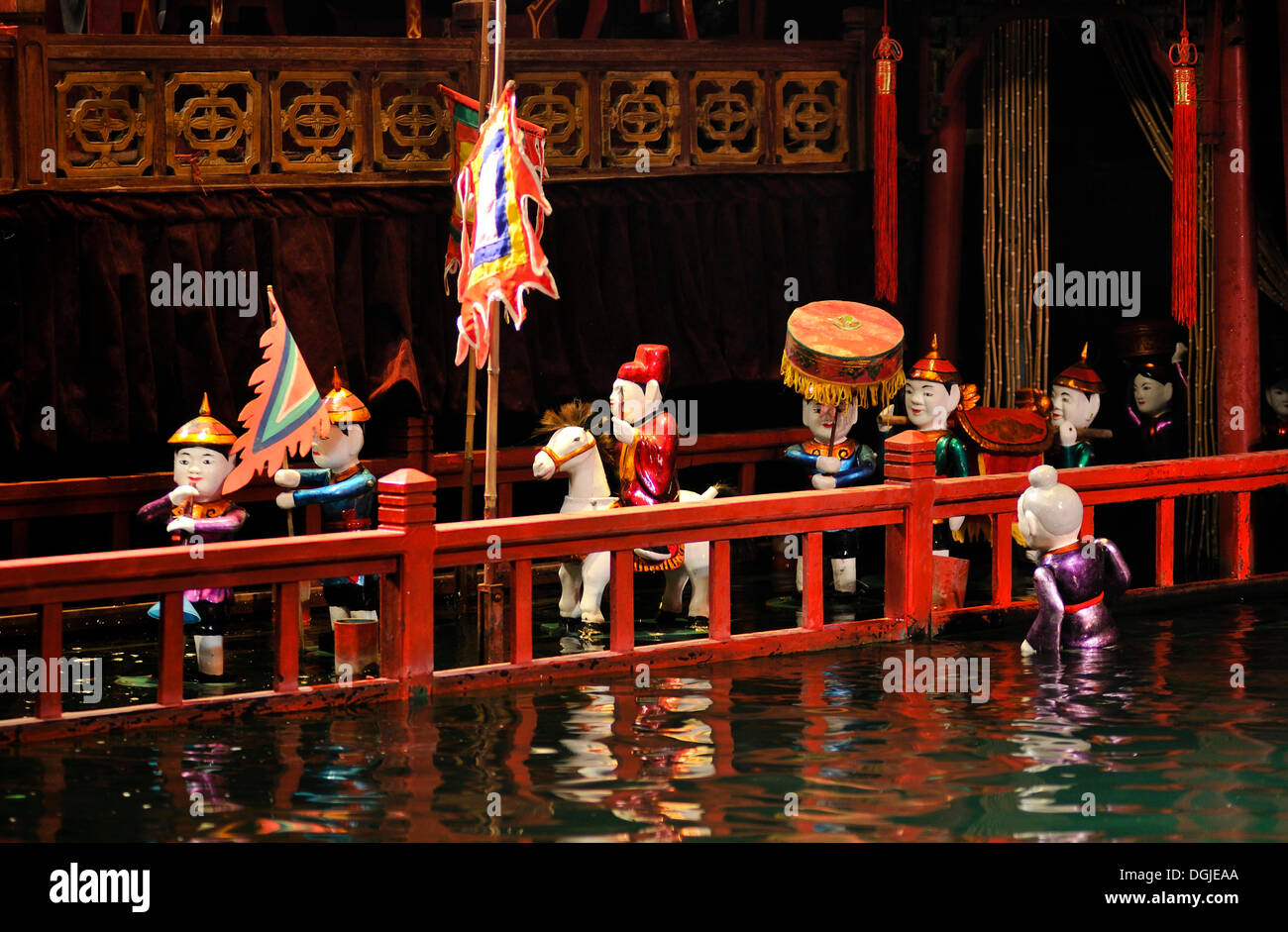 Marionette, Thang Long acqua Puppet Theatre, Hanoi, Vietnam del Nord, Vietnam, sud-est asiatico Foto Stock