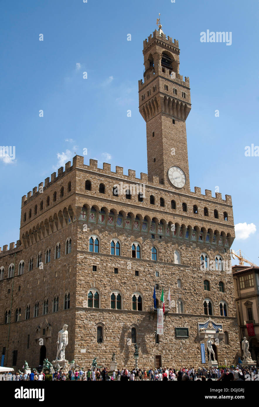 Palazzo Vecchio e Piazza della Signoria, Firenze, Toscana, Italia, Europa Foto Stock