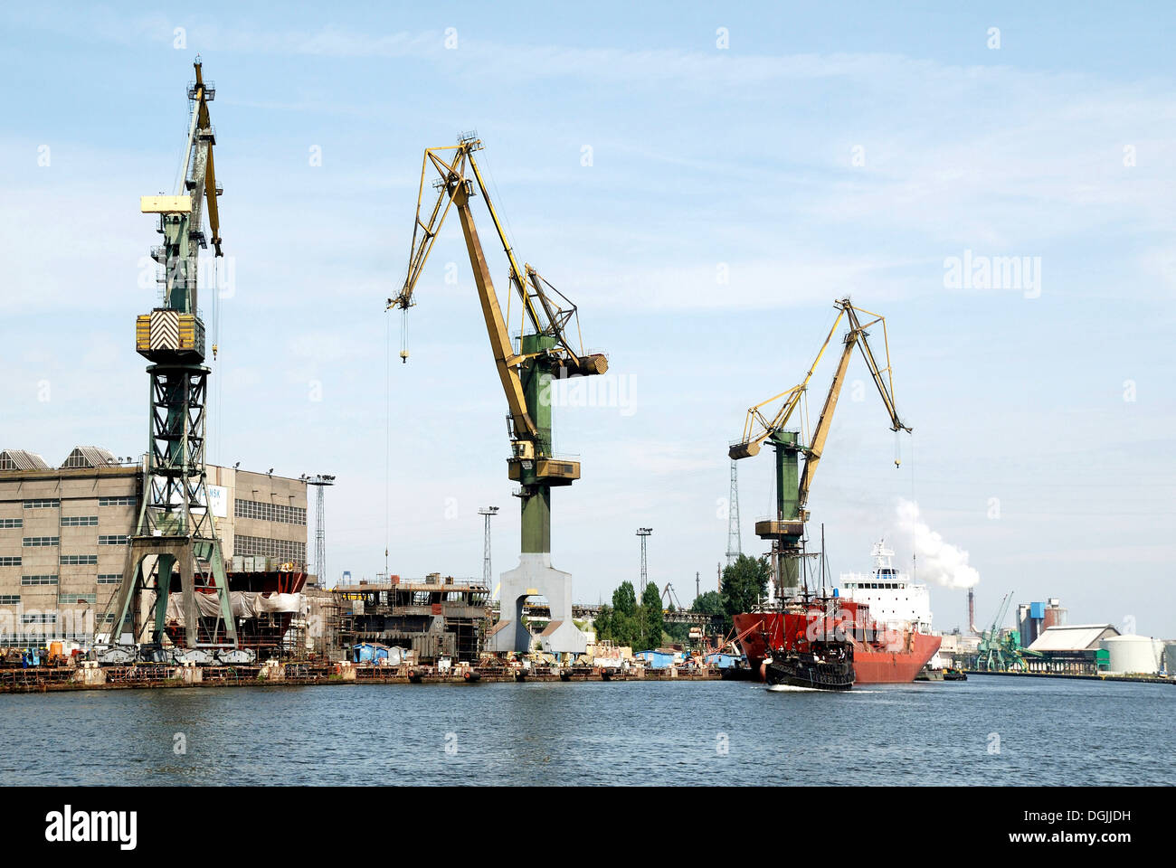 Cantiere navale polacco Stocznia Gdansk sulla Vistola - 1950 1990 Cantieri Lenin. Foto Stock