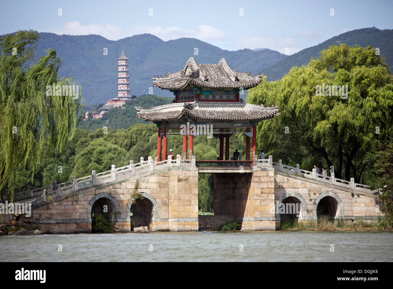 Vista sulle montagne del palazzo d'Estate a Pechino, Cina, Repubblica Popolare di Cina Foto Stock