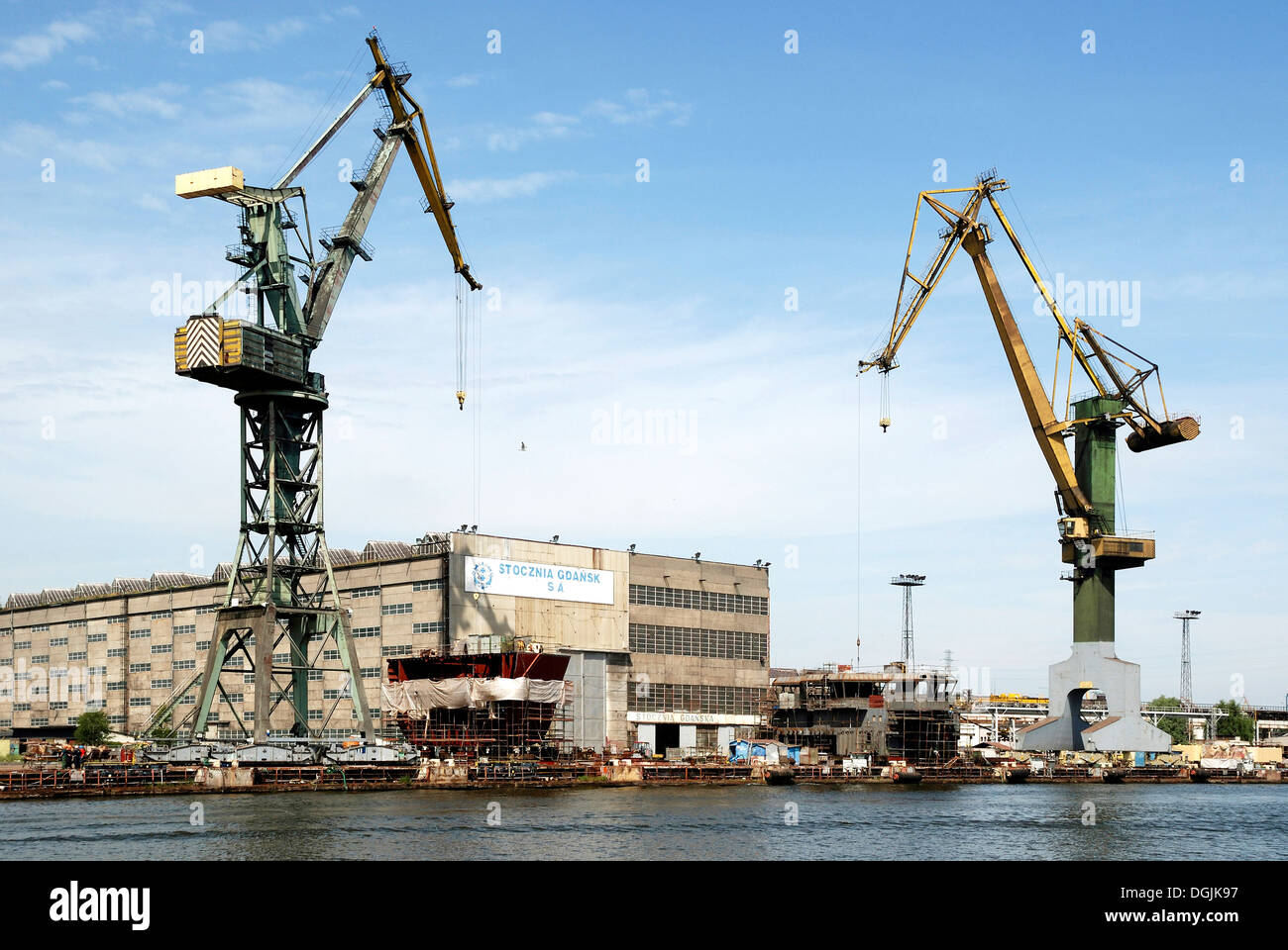 Cantiere navale polacco Stocznia Gdansk sulla Vistola - 1950 1990 Cantieri Lenin. Foto Stock