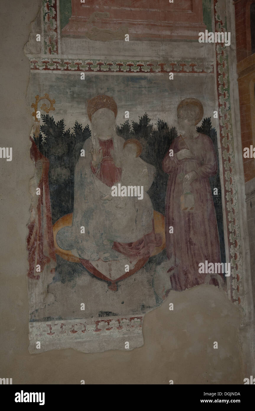 L'Italia, Lombardia, Casatenovo, Chiesa di Santa Margherita, dipinti medievali, cattolica, cristiana, indoor, affresco, Foto Stock
