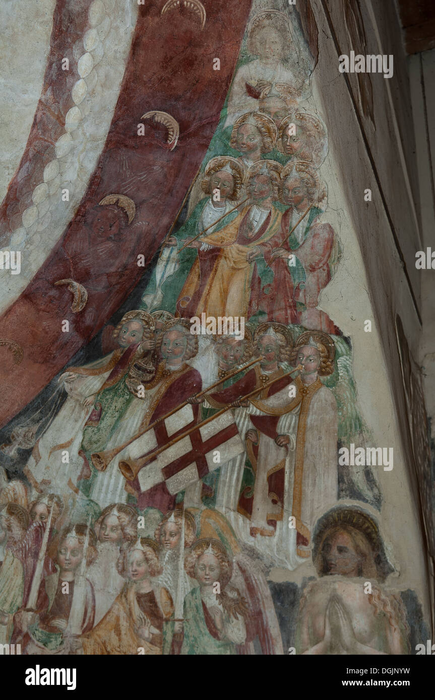 L'Italia, Lombardia, Casatenovo, Chiesa di Santa Margherita, dipinti medievali, cattolica, cristiana, indoor, affresco, Foto Stock