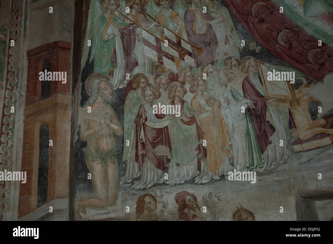 L'Italia, Lombardia, Casatenovo, Chiesa di Santa Margherita, dipinti medievali, cattolica, cristiana, indoor, affresco, Foto Stock