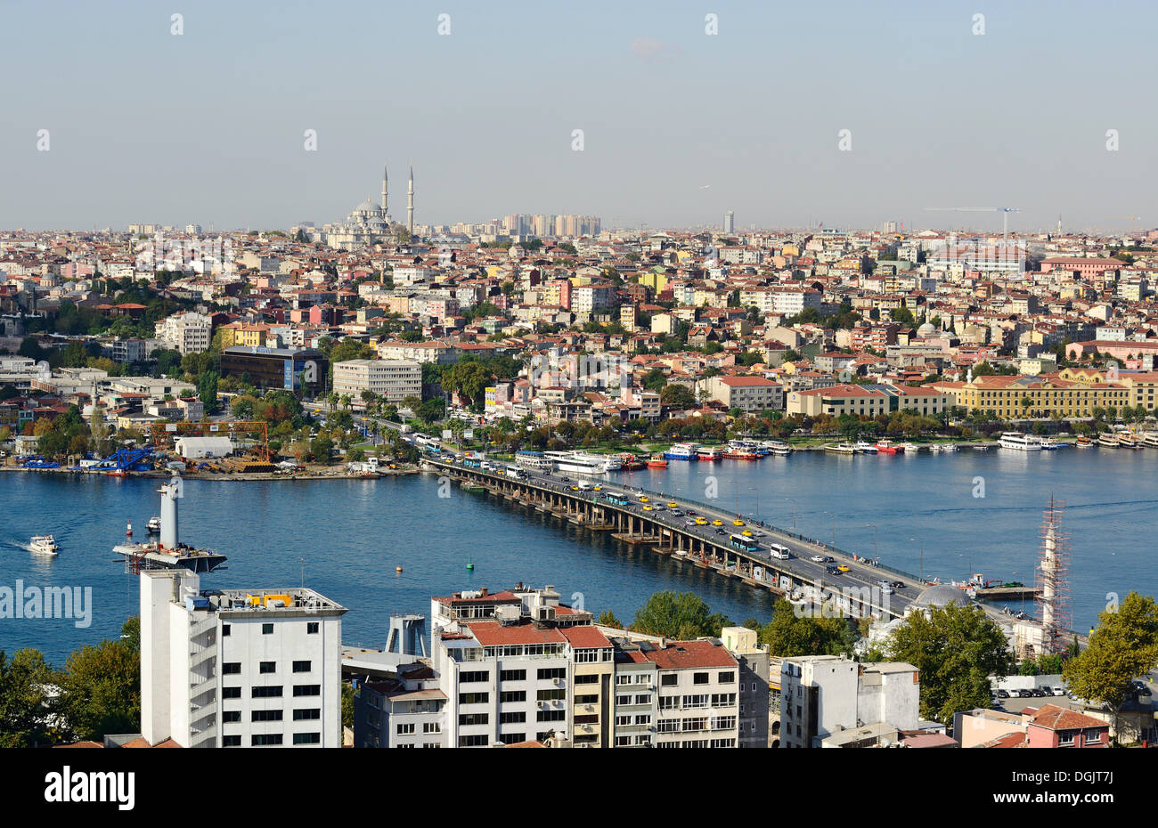 Atatuerk ponte Bosforo, vista dalla Torre di Galata, Istanbul, parte europea, Provincia di Istanbul, Turchia, lato europeo Foto Stock