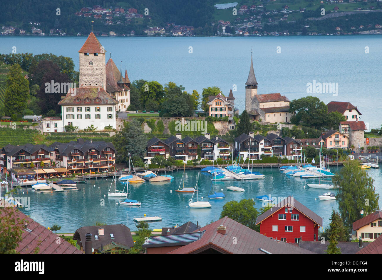 Baia di Spiez nel lago di Thun, Svizzera. Foto Stock