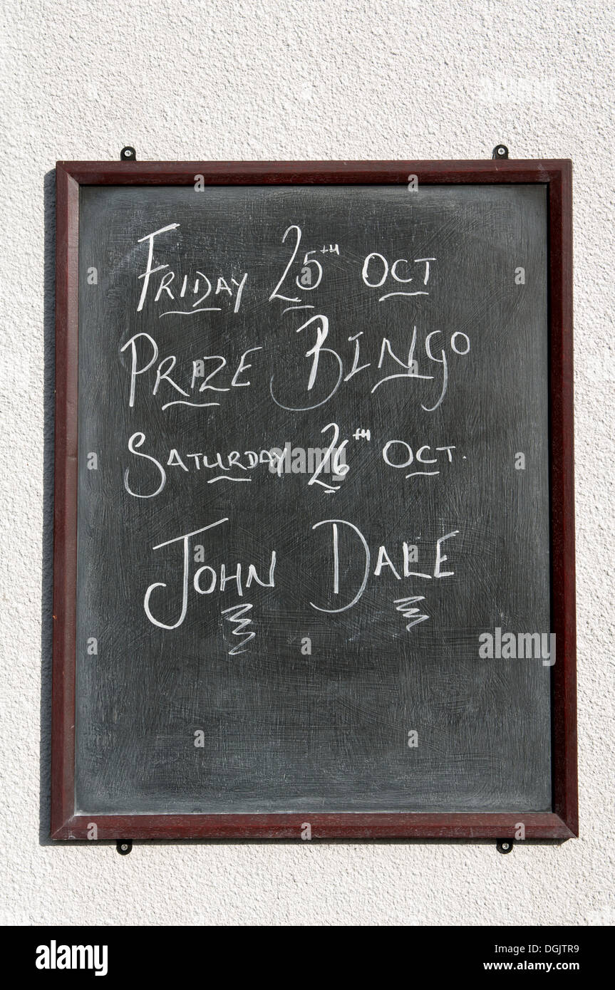 Blackboard segno, Royal British Legion Club, Badsey, Worcestershire, Regno Unito Foto Stock