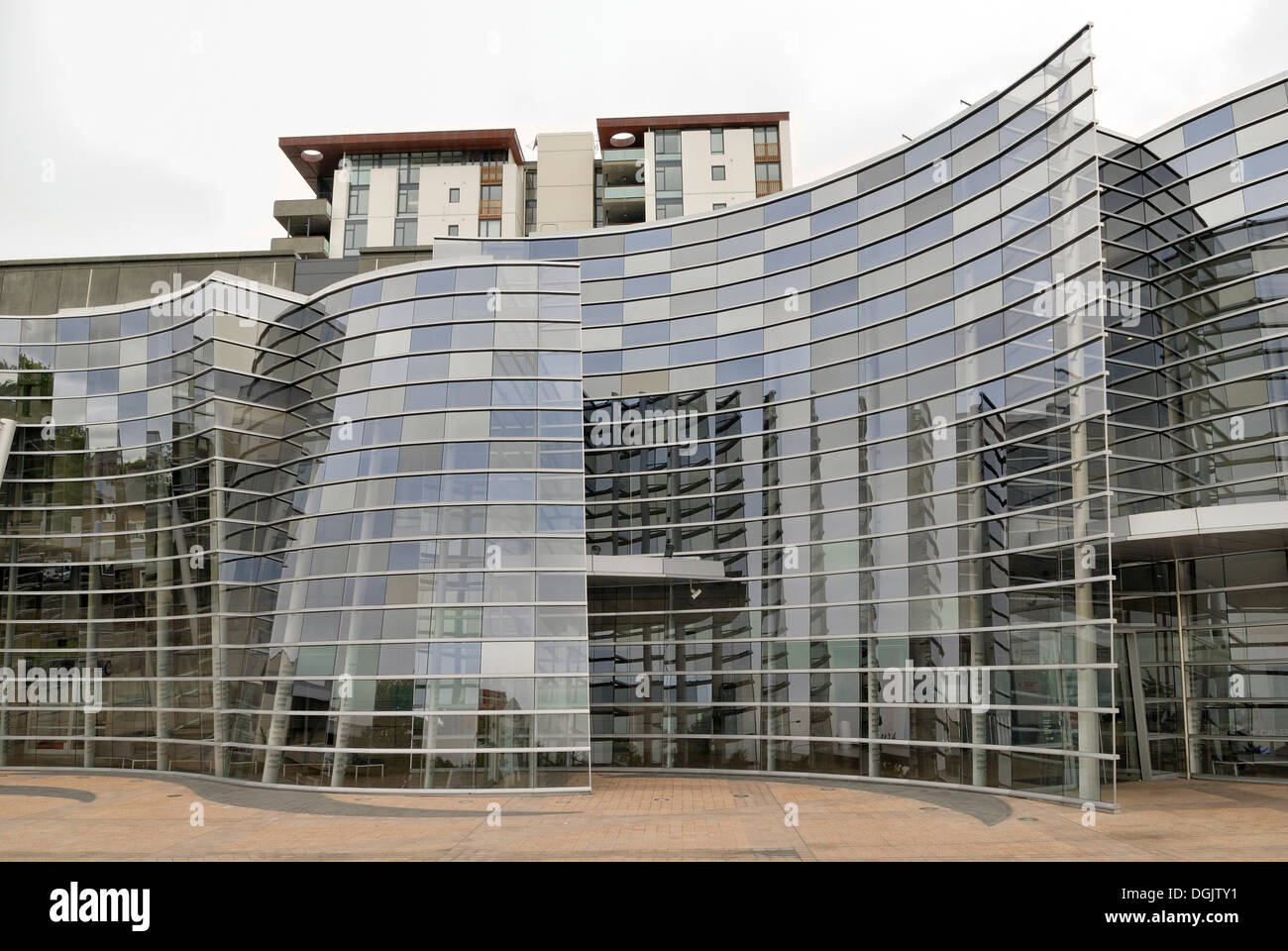 Area di ingresso di Christchurch Galleria d'arte e di dettaglio, progettato dall'architetto David Cole, all'angolo di Worcester Boulevard Foto Stock