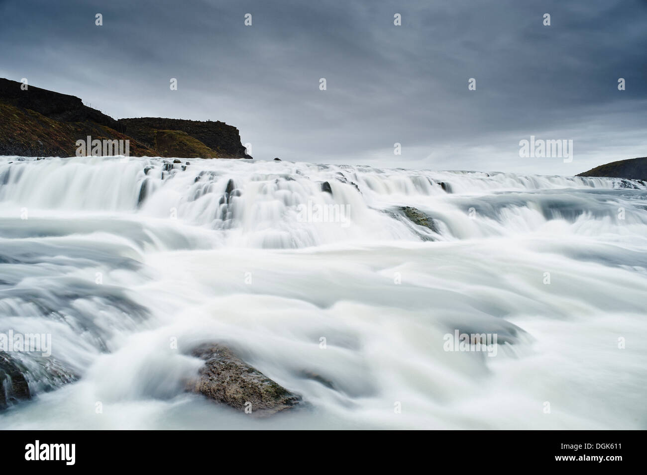 Cascate Gullfoss, Hvita river, a sud-ovest dell'Islanda Foto Stock