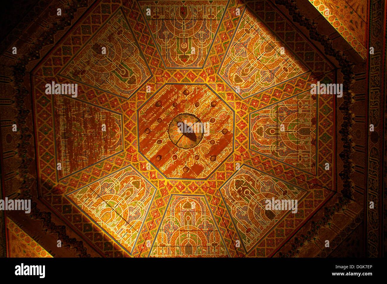 Palazzo Bahia, decorazione del soffitto, Marrakech, Marocco, Africa del Nord Foto Stock