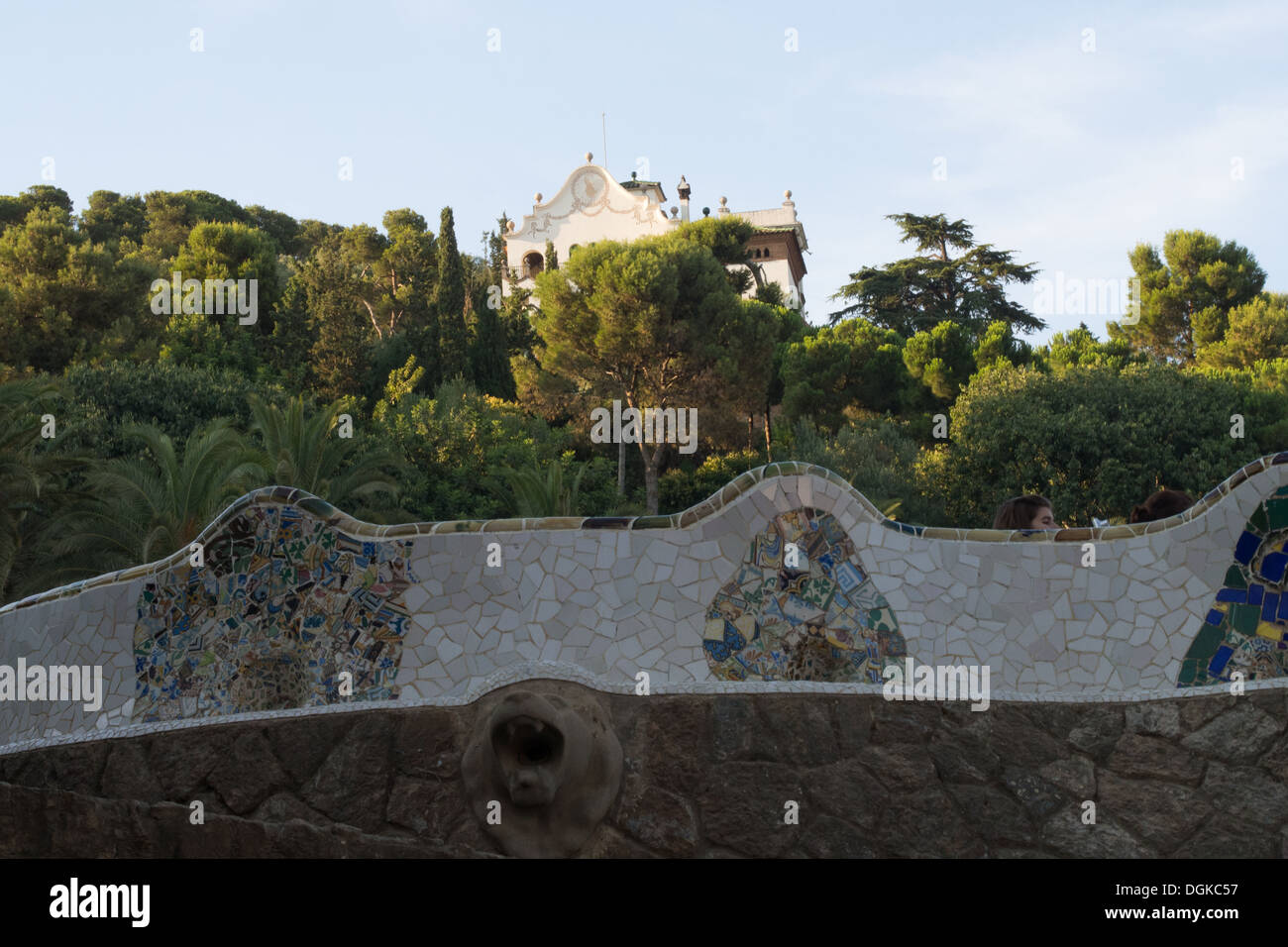 Parc Guell (complesso disegnate da Antoni Gaudi), Barcellona, in Catalogna, Spagna. Foto Stock