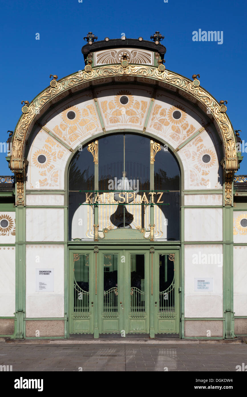 Karlsplatz Metropolitan Pavilion stazione ferroviaria di Vienna. Foto Stock