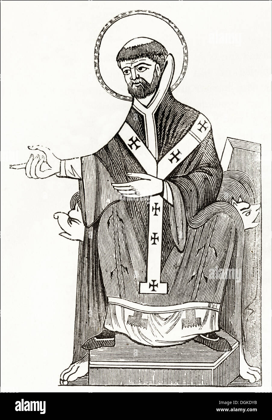 Anglo-sassone in Gran Bretagna. Sant Agostino arcivescovo di Canterbury. Silografia vittoriano circa 1845. Foto Stock