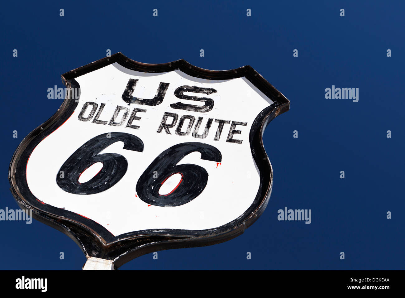 Classic Olde Route 66 segno nei pressi di borse di studio in New Mexico. Foto Stock