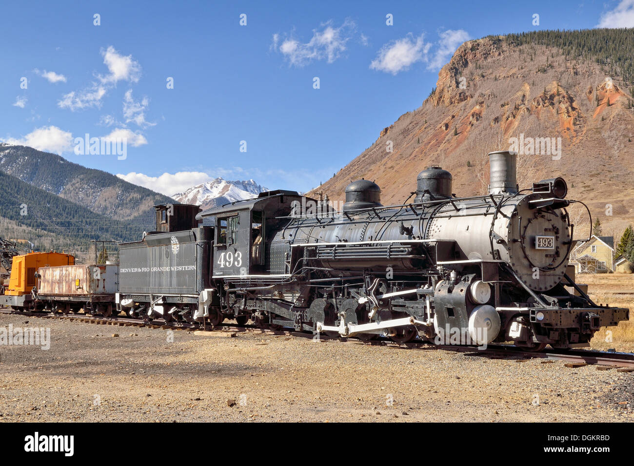 Treno storico con una locomotiva a vapore, Denver & Rio Grande Western  Railroad Company, argento città mineraria di Silverton, Colorado Foto stock  - Alamy