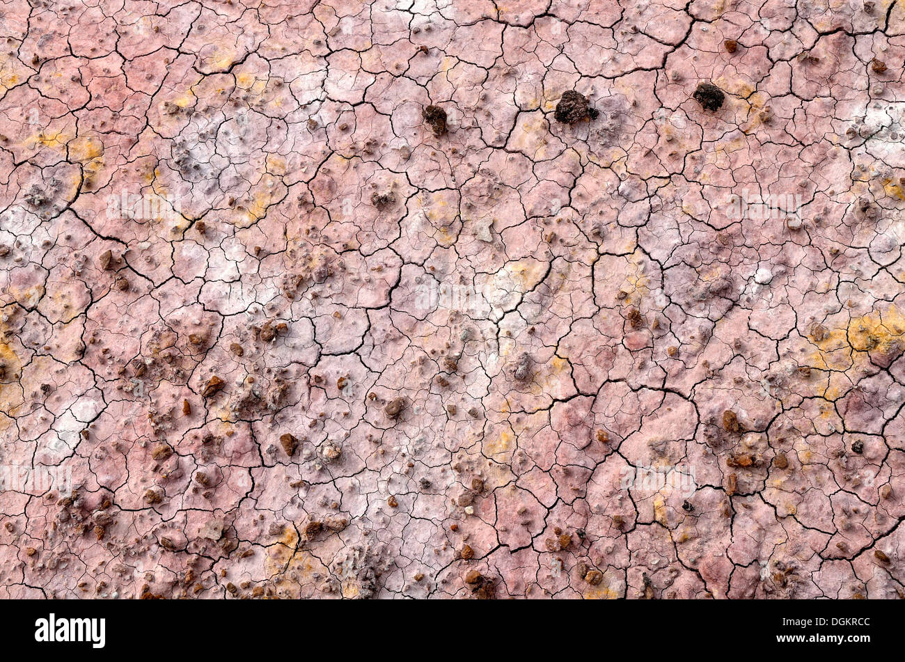 Depositi di sabbia e argilla colorata da diversi minerali, area Tepees, Parco Nazionale della Foresta Pietrificata, Deserto Dipinto, Arizona Foto Stock