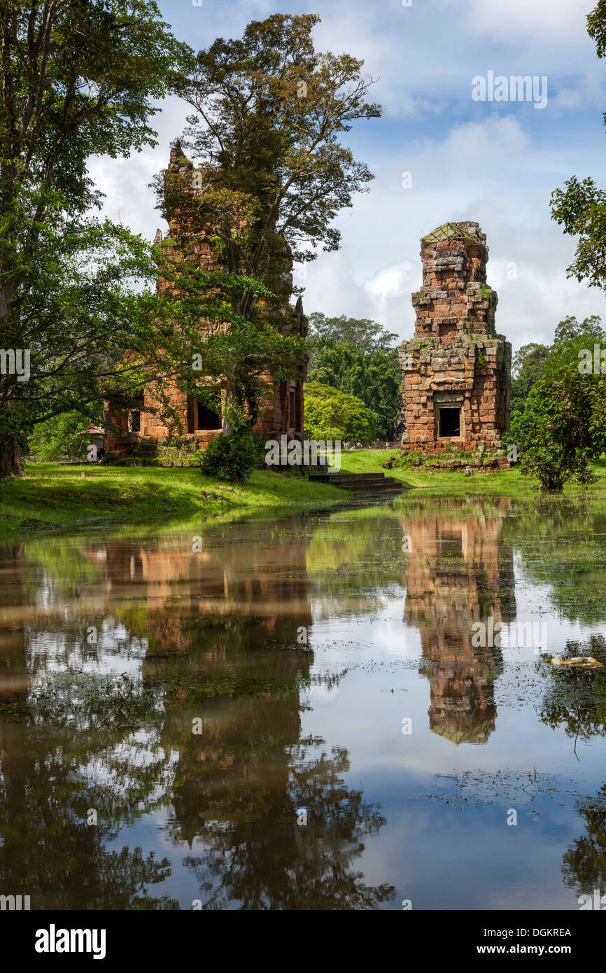 Vista di Prasat Suor Prat a Angkor Thom. Foto Stock