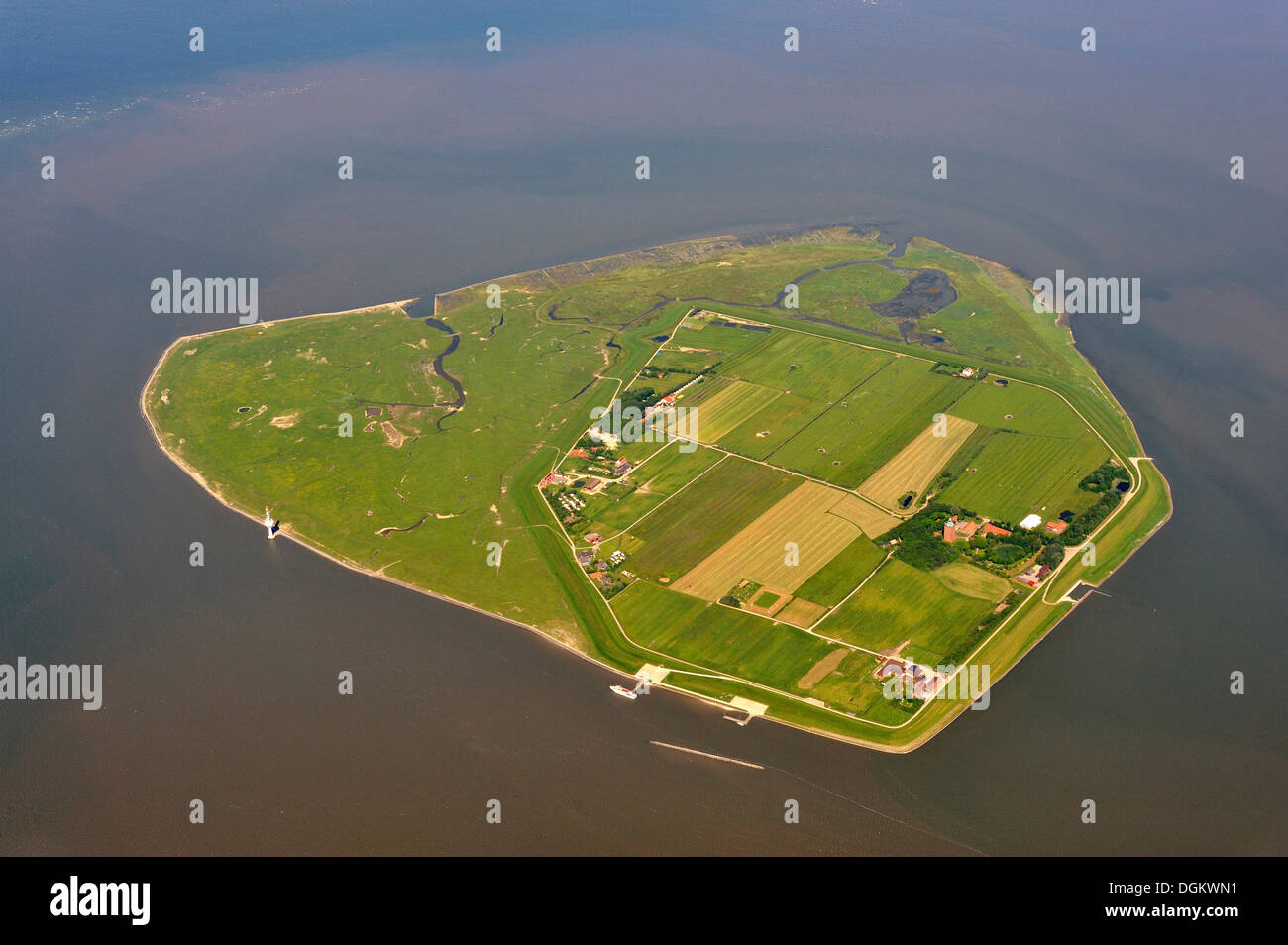 Vista aerea, Isola di Neuwerk, Neuwerk, Hamburg, Amburgo, Germania Foto Stock