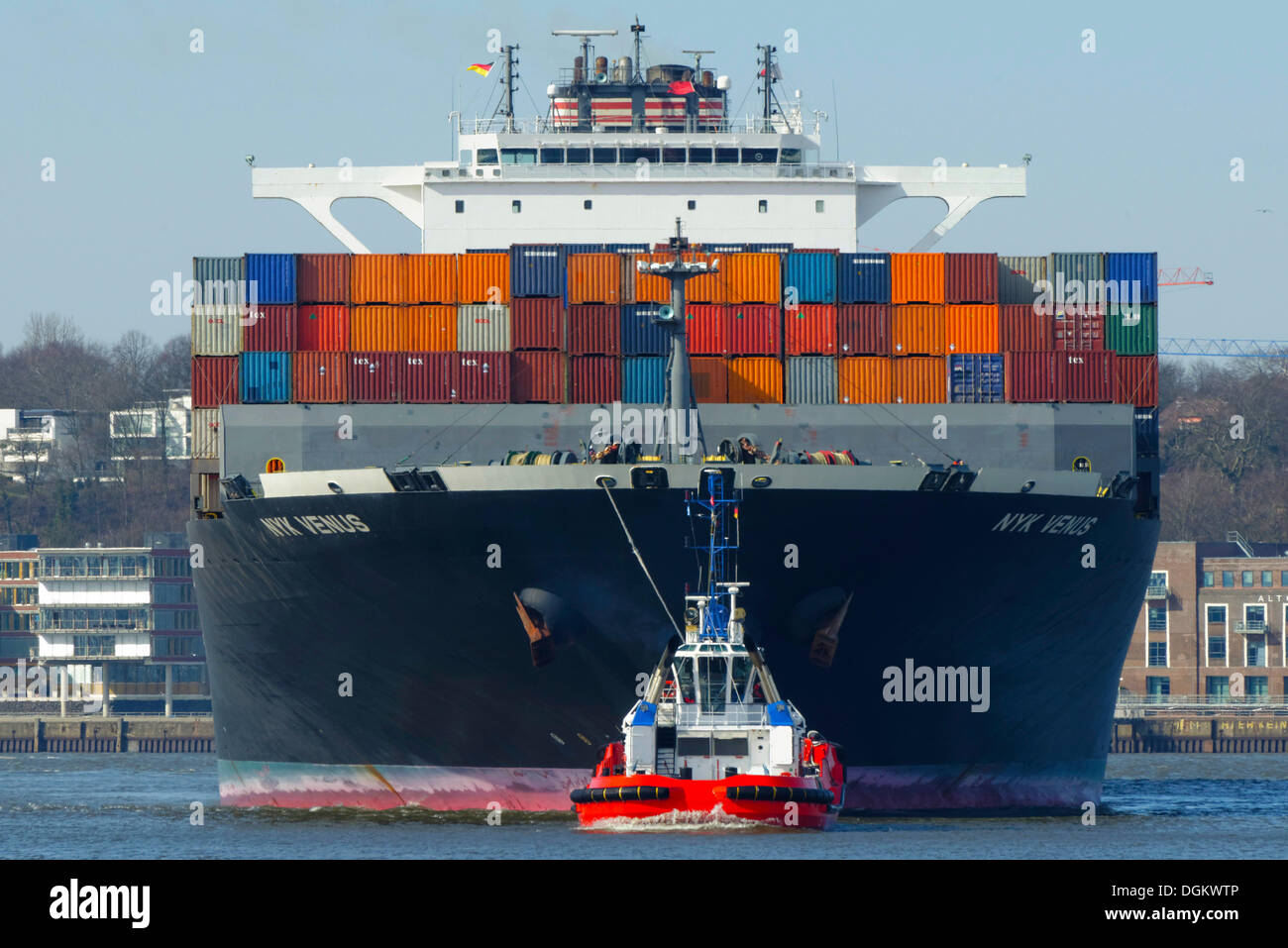 NYK Venus, contenitore di nave dalla NYK Lines cantiere, Hamburg, Amburgo, Amburgo, Germania Foto Stock