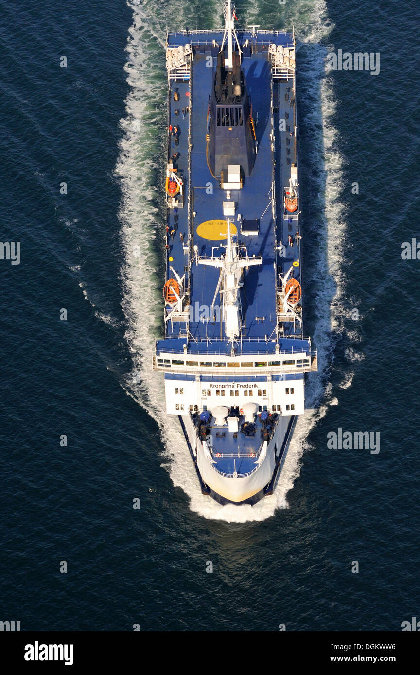 Vista aerea, Scandlines ferry, Kronprins Frederik, Rostock, Rostock, Meclemburgo-Pomerania Occidentale, Germania Foto Stock