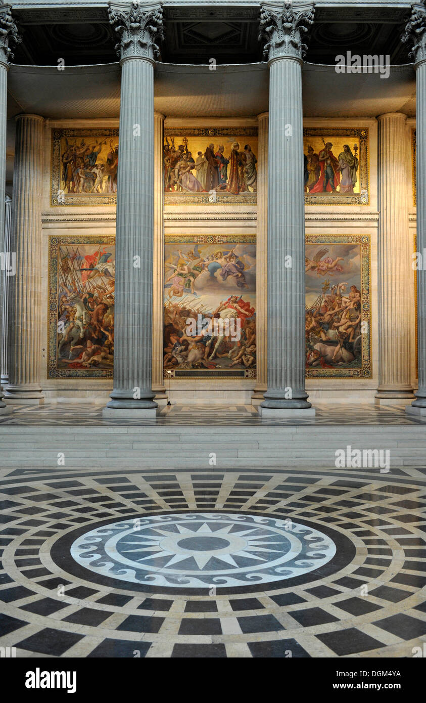 Parete interna dipinti, Panthéon, un mausoleo secolare contenenti i resti di illustri cittadini francesi Foto Stock