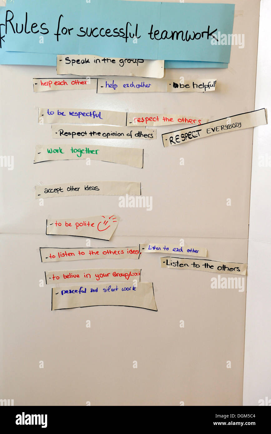 Lezione di inglese, whiteboard Foto Stock