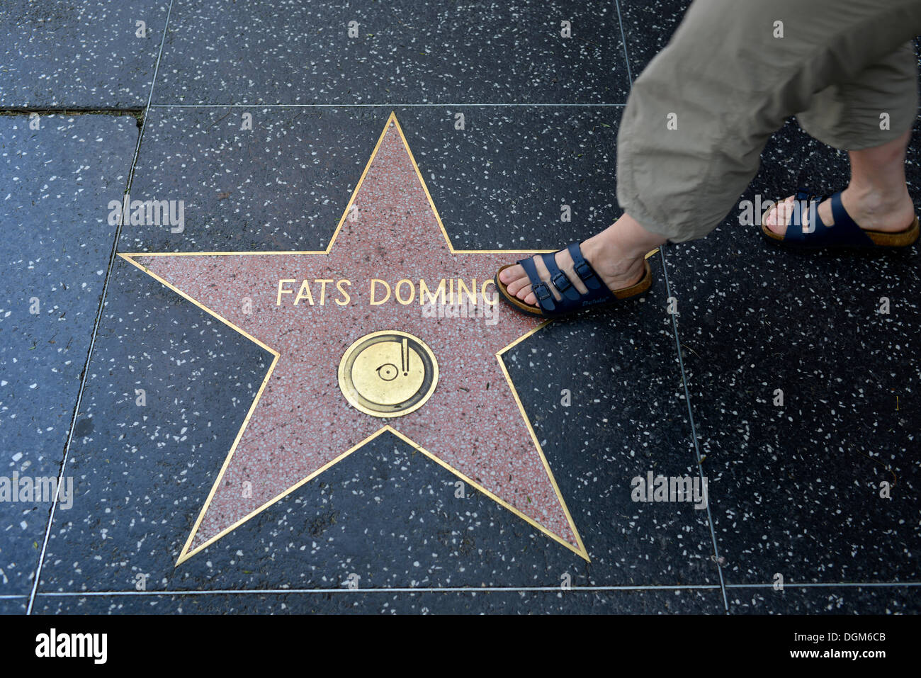 Terrazzo star per il musicista Fats Domino, categoria musicale, Walk of Fame, Hollywood Boulevard, a Hollywood Los Angeles Foto Stock