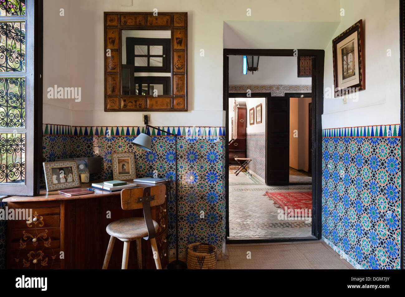 Bel mosaico di piastrelle in studio, home office in Marocco Marrakech Foto Stock