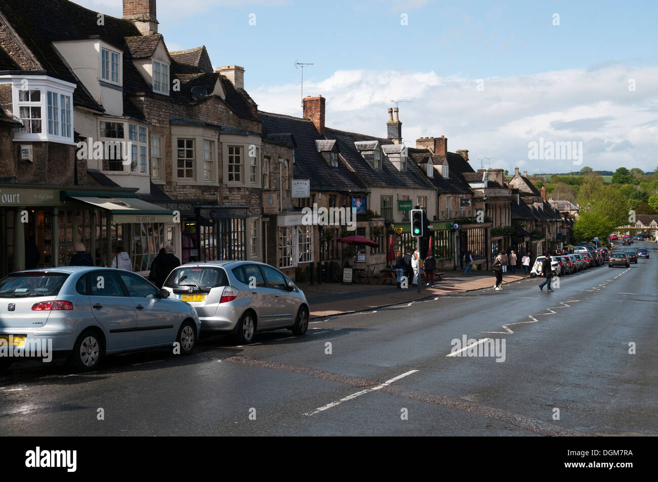 High Street Burford Foto Stock