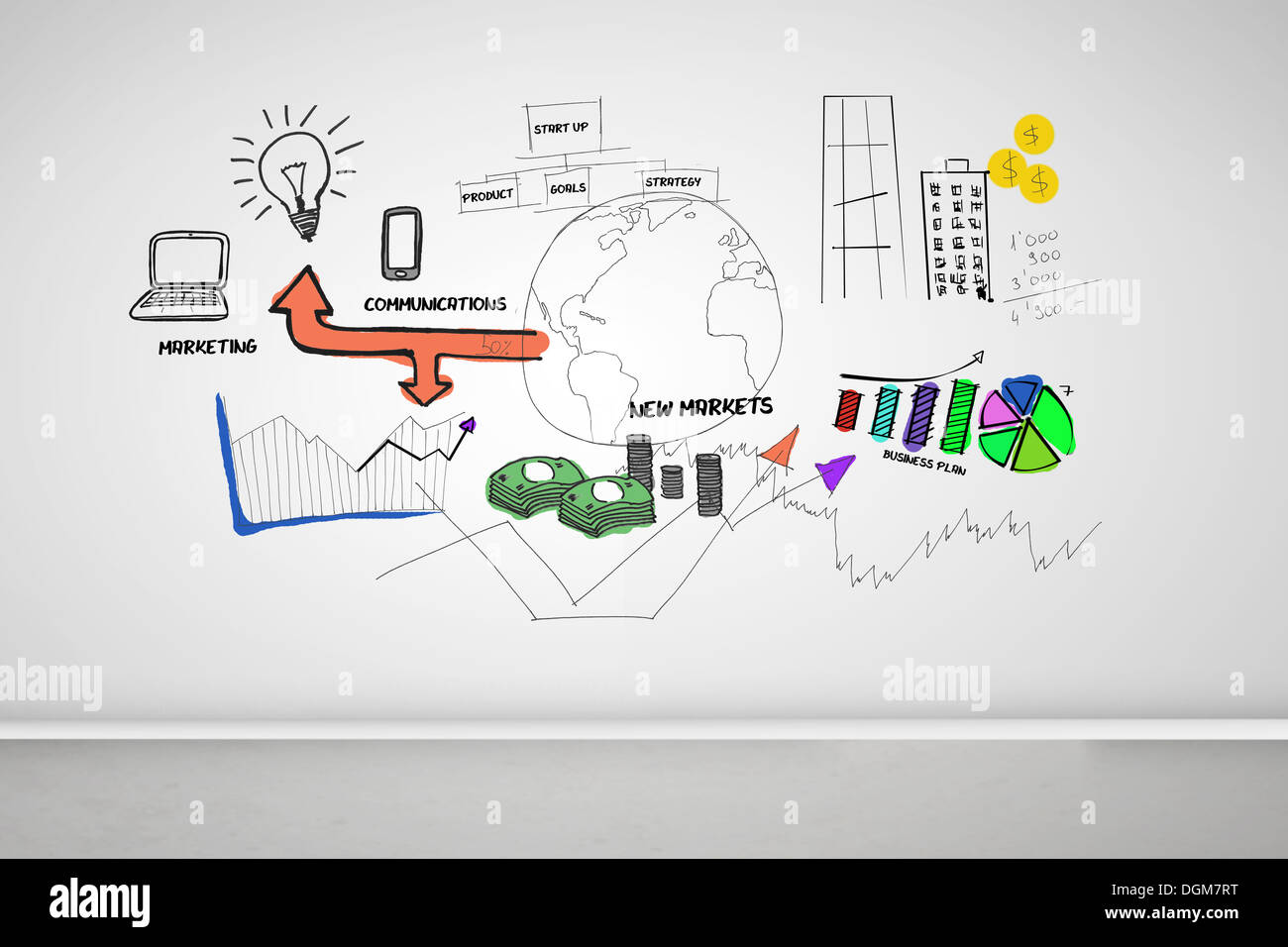 Immagine della scheda grafica colorata della politica economica Foto Stock