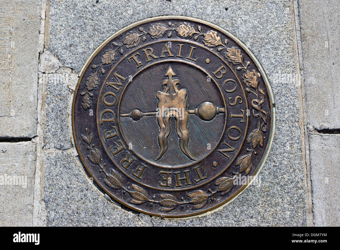 La placca del Freedom Trail di Boston, Massachusetts, New England, Stati Uniti d'America Foto Stock