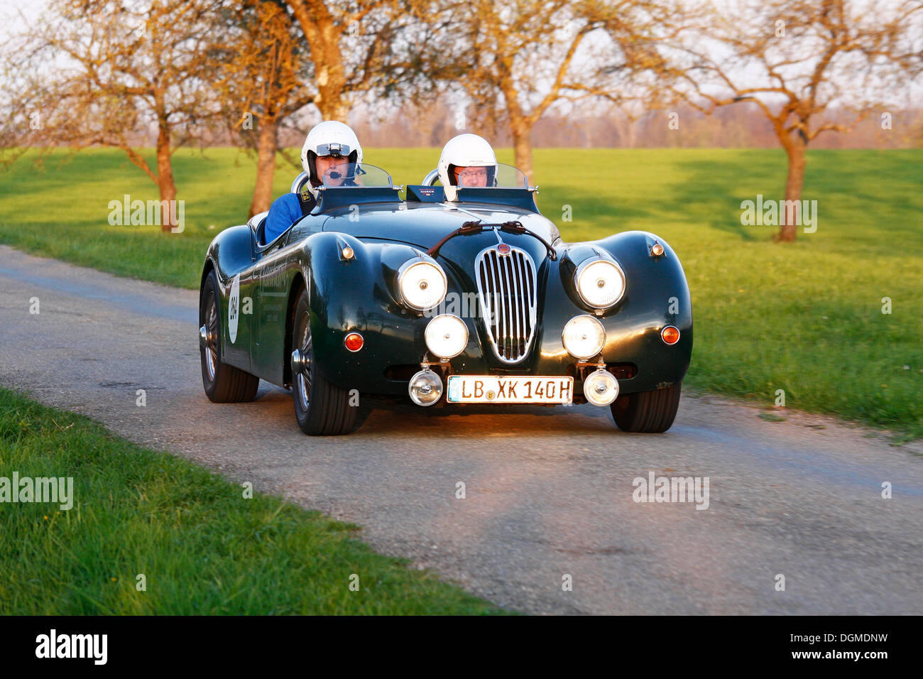 Jaguar XK 140 OTS, costruito nel 1956, Langenburg storica 2010, Langenburg, Baden-Wuerttemberg Foto Stock