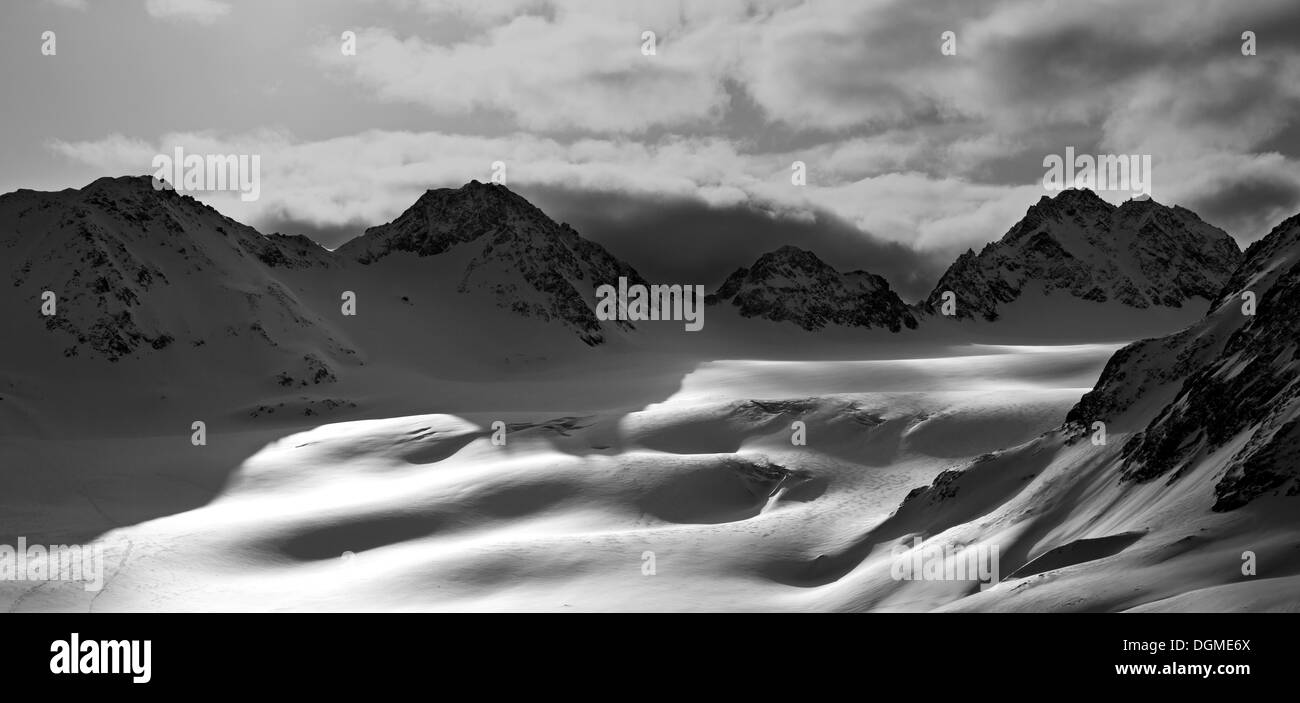 Ghiacciaio Pitztal nella luce del mattino, Pitztaler Gletscher, Tirolo, Austria Foto Stock