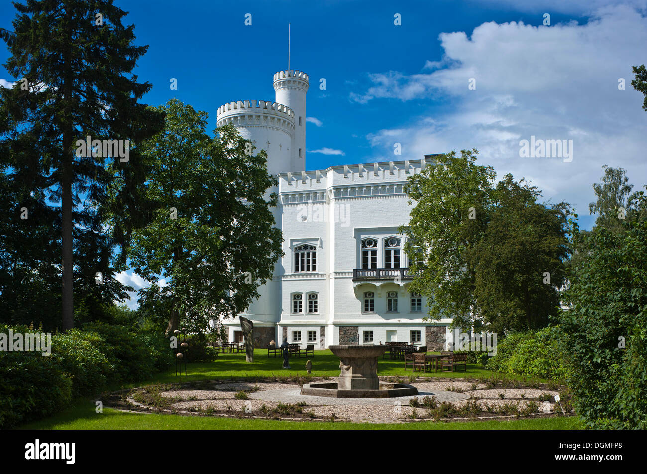 Il castello di Blomenburg, vista giardino, Selent, Schleswig-Holstein Foto Stock