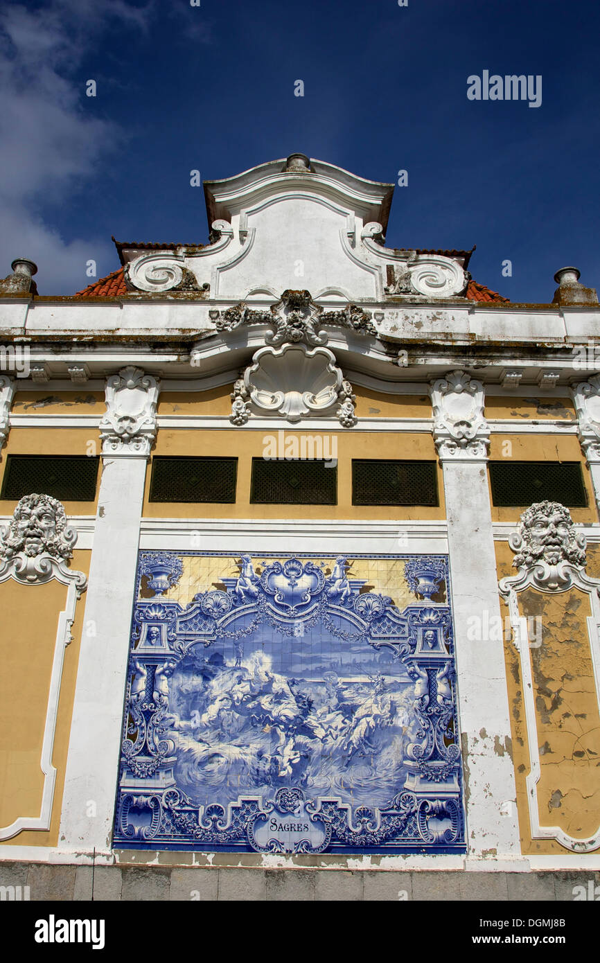 Azulejos, piastrelle, al Pavilhão Desportivo Carlos Lopes, Parque Eduardo VII, Lisbona, Portogallo, Europa Foto Stock