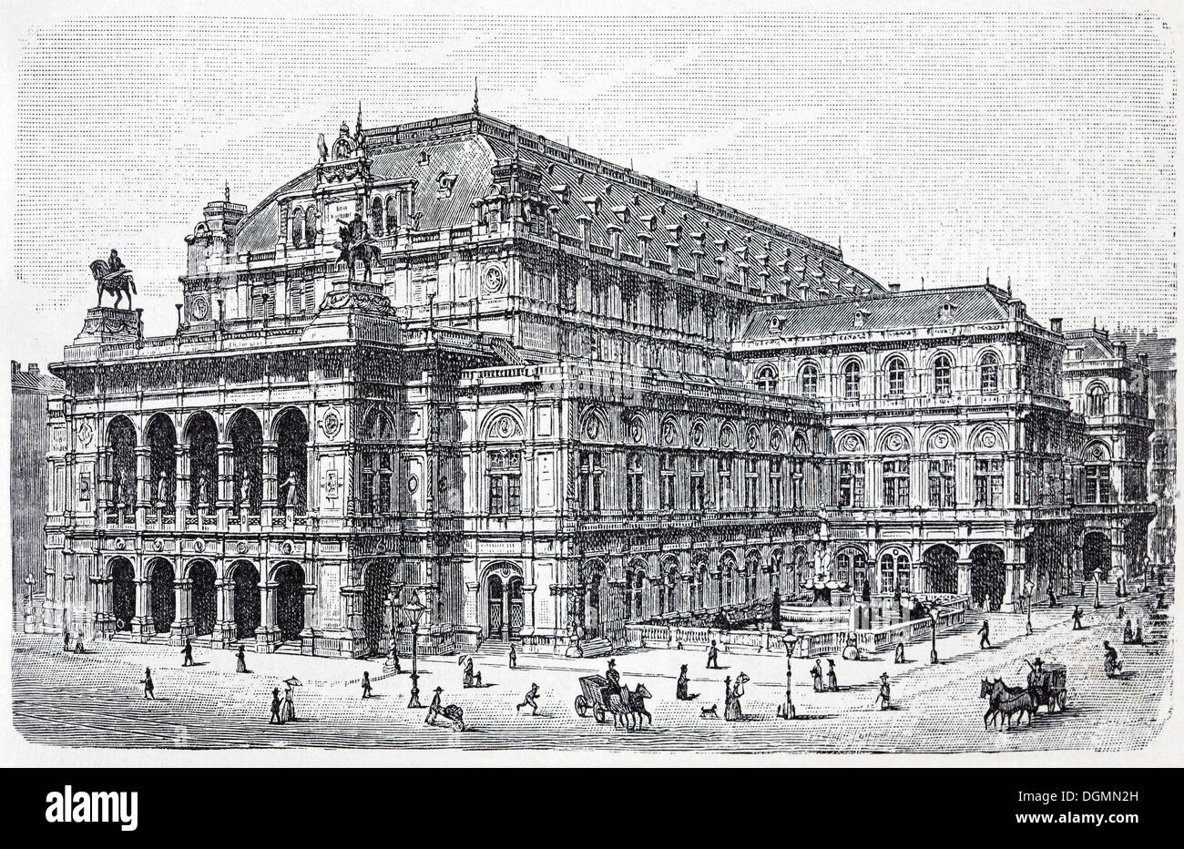 Opera House, Ringstrasse di Vienna, Austria, libro storico illustrazione del XIX secolo, incisione in acciaio Foto Stock