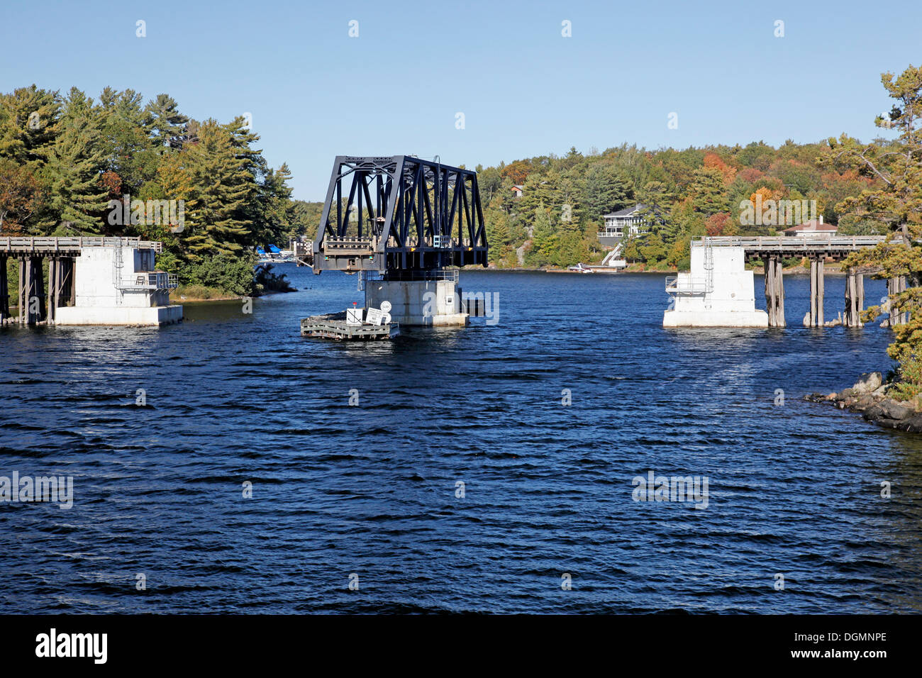Ponte girevole in Parry Sound in 30.000 isole sul Lago Huron;vicino a Parry Sound Bruce in Ontario Canada America del Nord Foto Stock