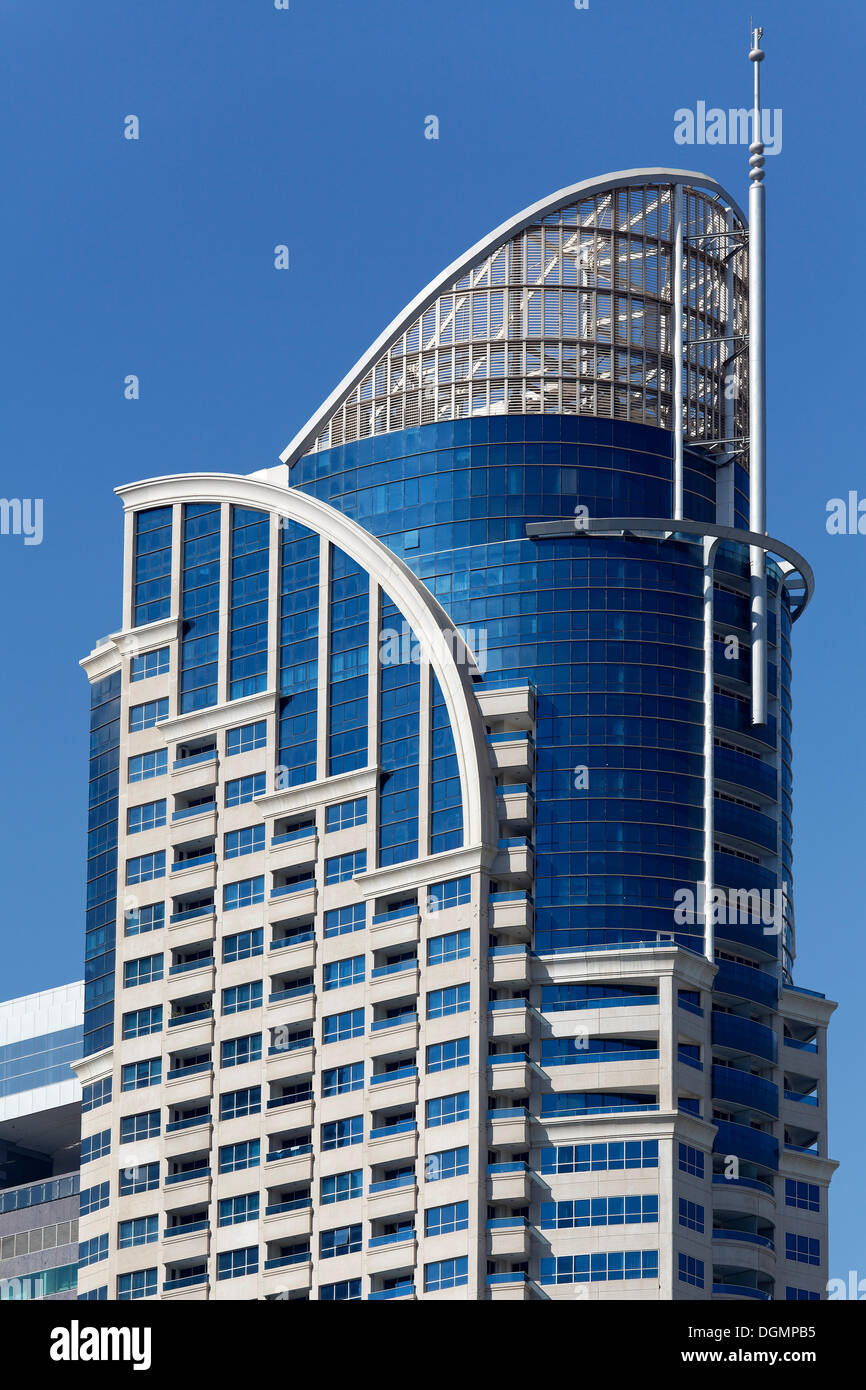 Grattacielo, Reef Tower, grande progetto di costruzione, Jumeirah Lake Towers, Dubai, Emirati Arabi Uniti, Medio Oriente e Asia Foto Stock
