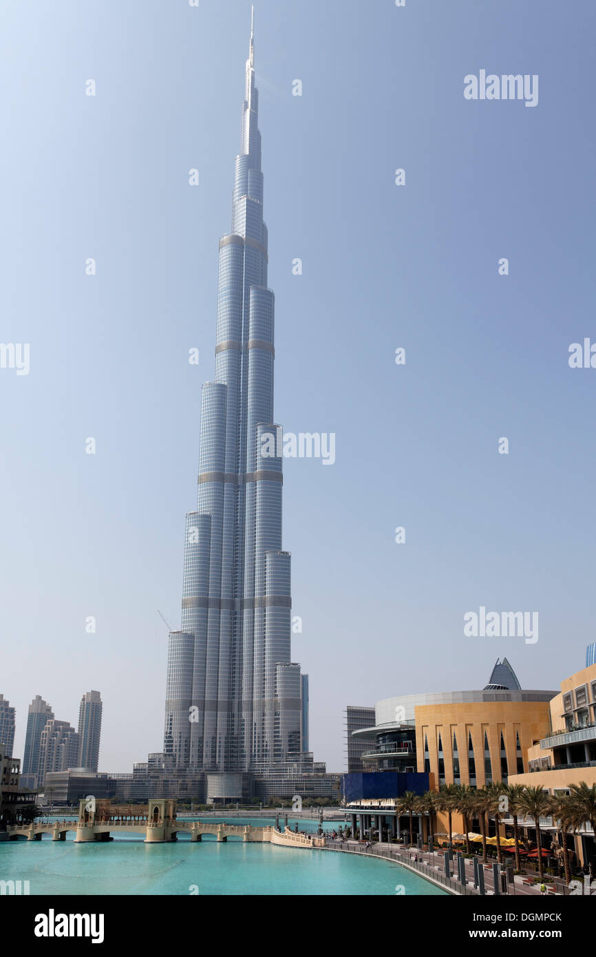 Il Burj Khalifa, Dubai, Emirati Arabi Uniti, Medio Oriente e Asia Foto Stock