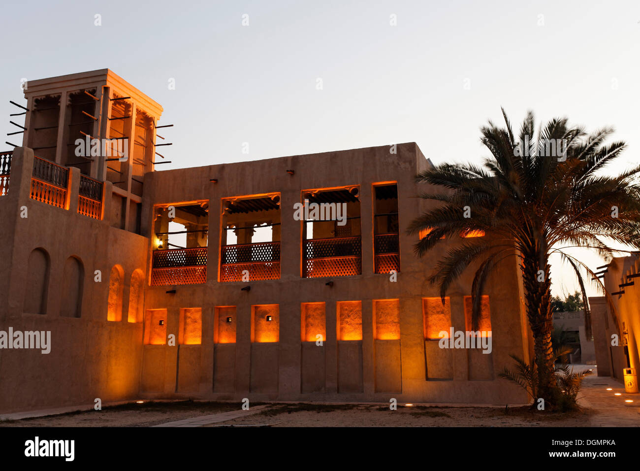 La Casa dello Sceicco Saeed Al Maktoum, residenza storica sul Dubai Creek, Shindaga District, Dubai, Emirati Arabi Uniti, Medio Oriente Foto Stock