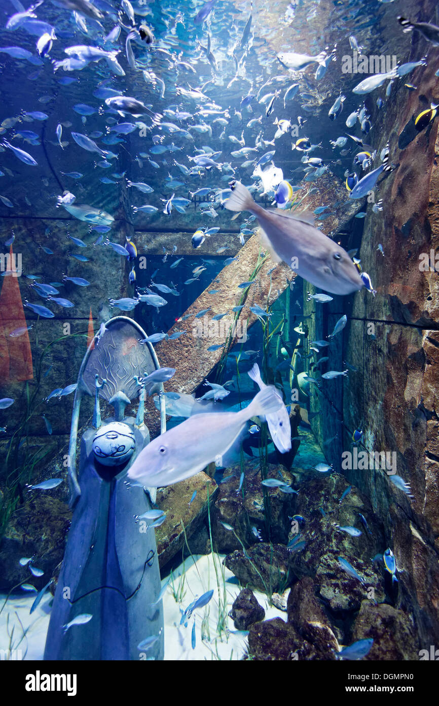 Acquario in Camere Perdute, un parco a tema basato sulla leggenda di  Atlantide, Atlantis Hotel, il Palm Jumeirah, Dubai Foto stock - Alamy