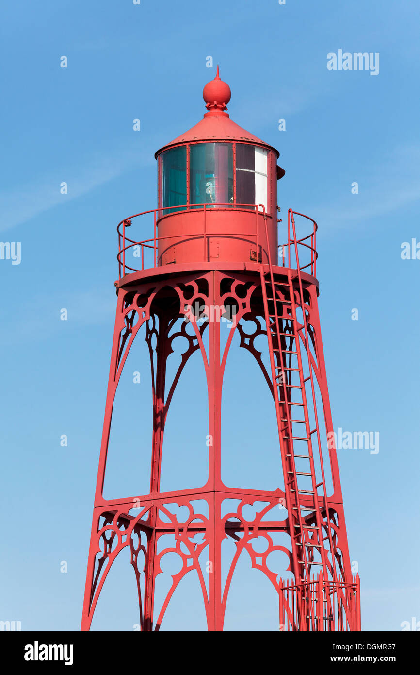 Faro rosso, struttura in acciaio, Walcheren, Vlissingen, Walcheren, Provincia di Zeeland, Paesi Bassi Foto Stock