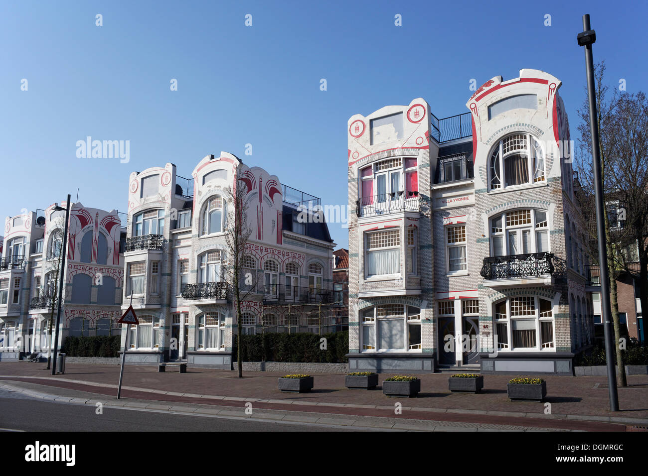 Le ville costruite in stile Art Nouveau, spedizione belga piloti appartamenti da 1910, Walcheren, Vlissingen, Walcheren Foto Stock